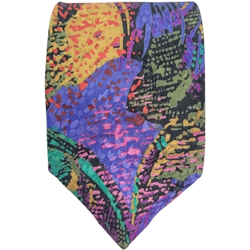 Vintage Vibrant Multicolor AbstractEy Tie Men Business Casual Work Office Purple
